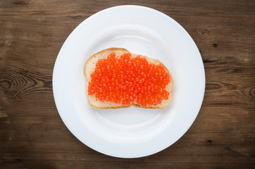 sandwich with red caviar