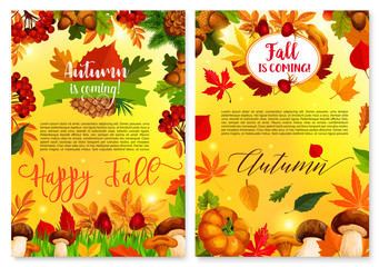 Autumn fall seasonal nature vector greeting card