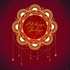Indian Religious Festival Akshaya Tritiya Background Template Design with Floral Ornament - Akshaya Tritiya Background Design