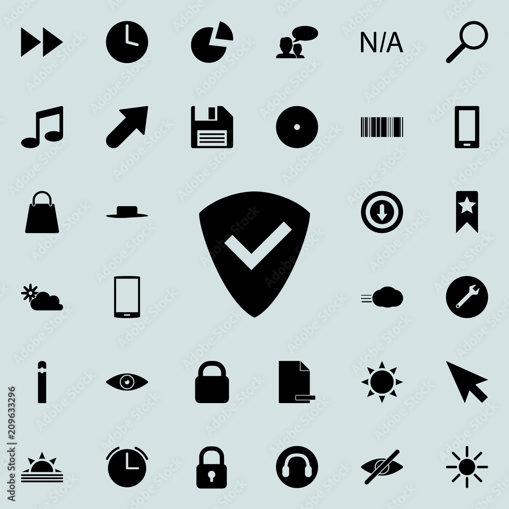 Poster sign shield with a tick icon. detailed set of minimalistic icons. premium graphic design. one of the