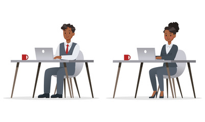 Fototapeta premium business people working in office character vector design. no18
