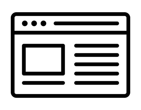 Internet website or webpage on web browser window line art icon for apps and websites