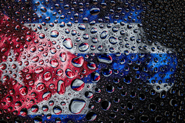 National flag of  Cuba with drops