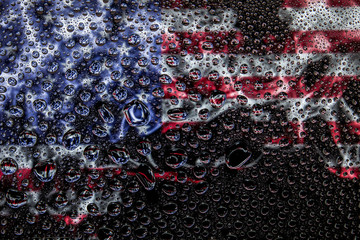National flag of  USA with drops