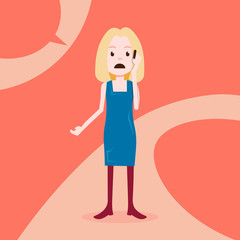 teen girl character sad phone call female template for design work and animation on red background full length flat person vector illustration