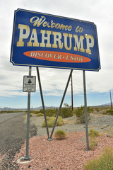 road side sign Welcoming visitors to the town of Pahrump, Nevada - 209638018