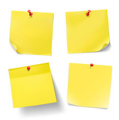 Set of note papers with curled corners isolated on white background. Vector illustration. Can be use for your design, presentation, promo, adv. EPS10.