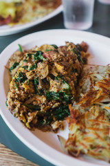 vegetable scramble with potato rosti