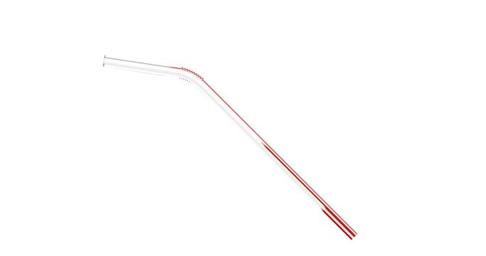refusal of disposable plastic drinking straws in favor of reusable glass drinking straw isolated on white background, stock video motion graphic animation in 4k resolution