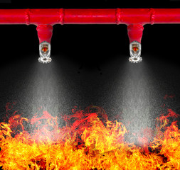 Image of pendent fire sprinkler on white background (with cliiping path). Fire sprinklers are part of an overall safety protocol for fire and life safety. - obrazy, fototapety, plakaty