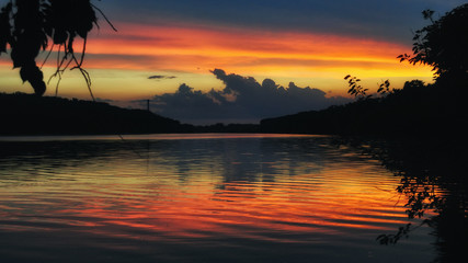 Sunset River Reflection