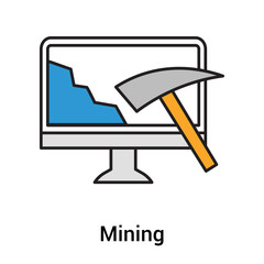 Mining icon vector sign and symbol isolated on white background, Mining logo concept