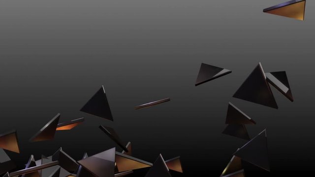 4k Abstract 3d triangle glass shard broken space particle design technology art background.