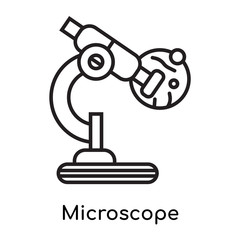 Microscope icon vector sign and symbol isolated on white background, Microscope logo concept, outline symbol, linear sign
