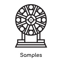 Obraz premium Samples icon vector sign and symbol isolated on white background, Samples logo concept, outline symbol, linear sign
