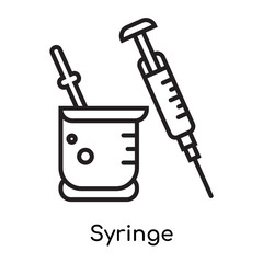 Syringe icon vector sign and symbol isolated on white background, Syringe logo concept, outline symbol, linear sign