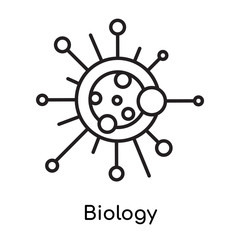 Fototapeta premium Biology icon vector sign and symbol isolated on white background, Biology logo concept, outline symbol, linear sign