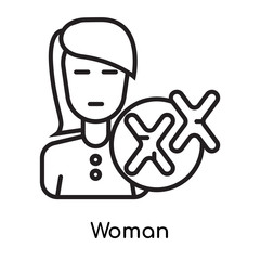 Woman icon vector sign and symbol isolated on white background, Woman logo concept, outline symbol, linear sign