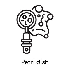 Petri dish icon vector sign and symbol isolated on white background, Petri dish logo concept, outline symbol, linear sign