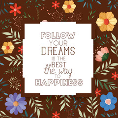 dreams message with hand made font vector illustration design