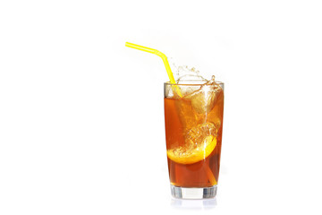 Spray and flew into a glass of chilled tea slice of lemon.