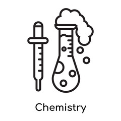 Chemistry icon vector sign and symbol isolated on white background, Chemistry logo concept, outline symbol, linear sign