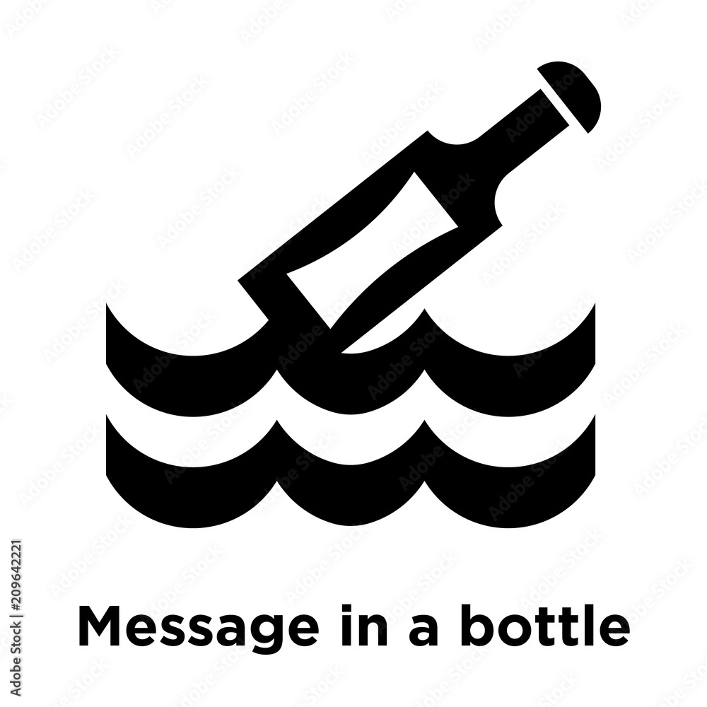 Poster message in a bottle icon vector sign and symbol isolated on white background, message in a bottle lo