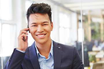 Businessman is happy about news