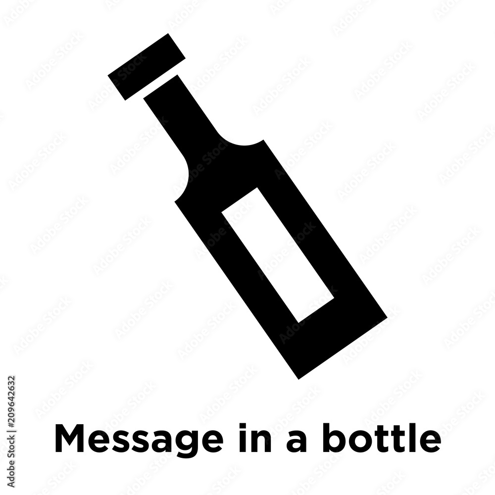 Poster message in a bottle icon vector sign and symbol isolated on white background, message in a bottle lo