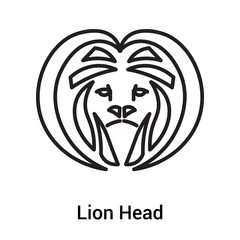 Fototapeta premium Lion Head icon vector sign and symbol isolated on white background, Lion Head logo concept, outline symbol, linear sign