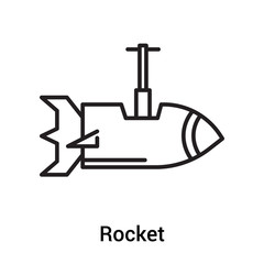 Rocket icon vector sign and symbol isolated on white background, Rocket logo concept, outline symbol, linear sign