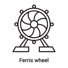 Obraz premium Ferris wheel icon vector sign and symbol isolated on white background, Ferris wheel logo concept, outline symbol, linear sign