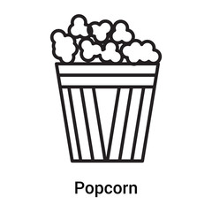 Popcorn icon vector sign and symbol isolated on white background, Popcorn logo concept, outline symbol, linear sign