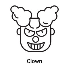 Clown icon vector sign and symbol isolated on white background, Clown logo concept, outline symbol, linear sign