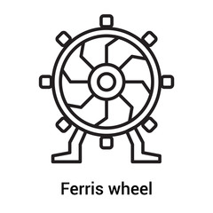 Obraz premium Ferris wheel icon vector sign and symbol isolated on white background, Ferris wheel logo concept, outline symbol, linear sign