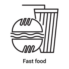 Fast food icon vector sign and symbol isolated on white background, Fast food logo concept, outline symbol, linear sign