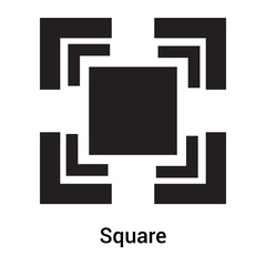 Square icon vector sign and symbol isolated on white background, Square logo concept, outline symbol, linear sign