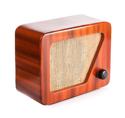 Old Wooden Radio Isolated with Clipping Path.