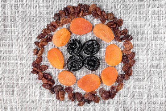 Dry fruits assortment in a circle
