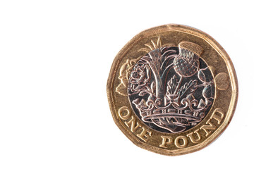 One Pound Coin Isolated on White baackground