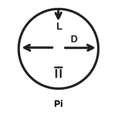 Pi icon vector sign and symbol isolated on white background, Pi logo concept, outline symbol, linear sign