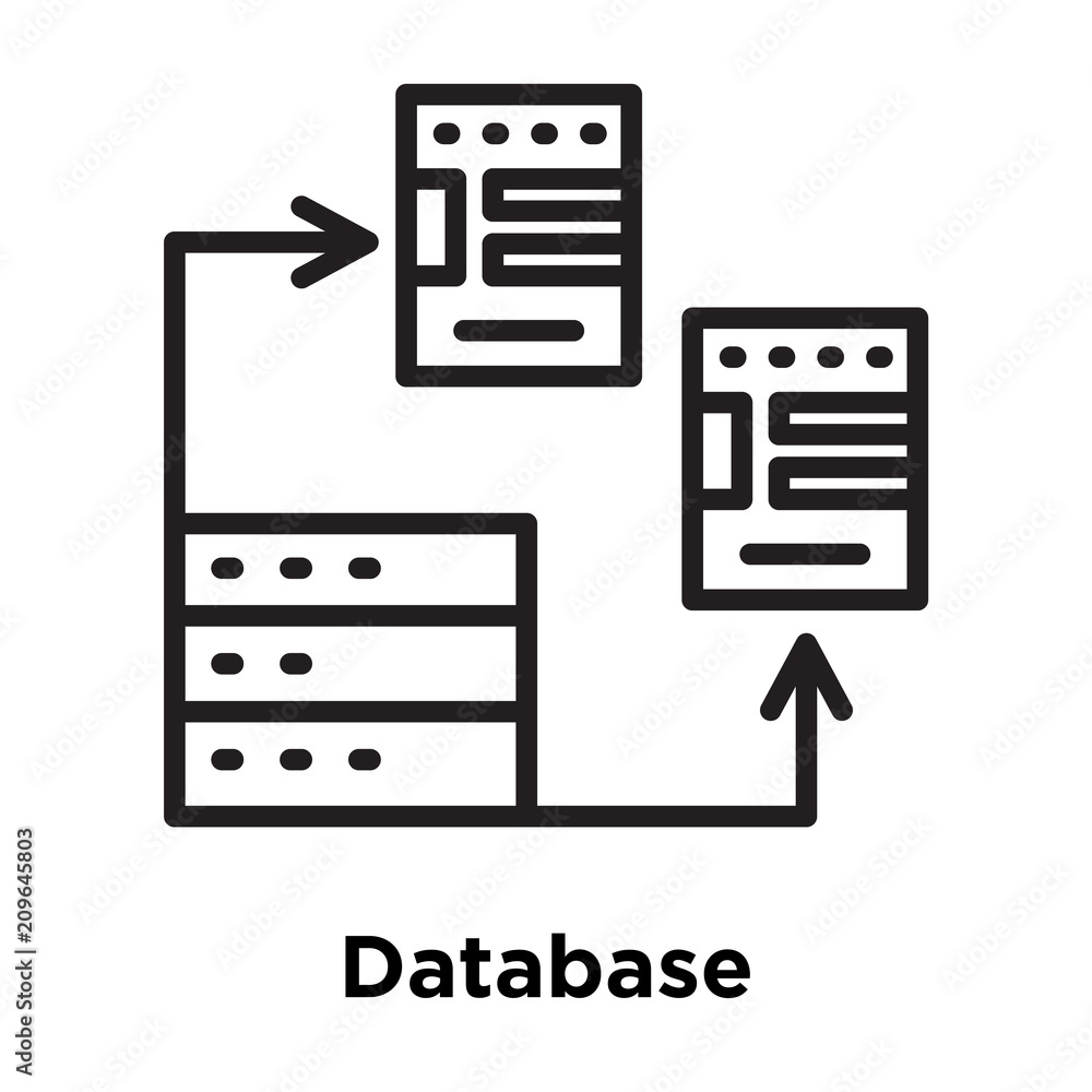 Poster database icon vector sign and symbol isolated on white background, database logo concept, outline sy