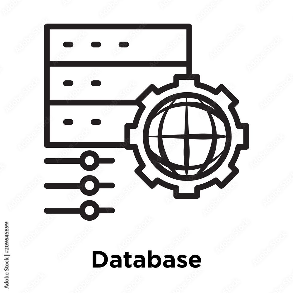 Poster database icon vector sign and symbol isolated on white background, database logo concept, outline sy