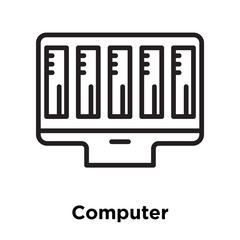 Computer icon vector sign and symbol isolated on white background, Computer logo concept, outline symbol, linear sign