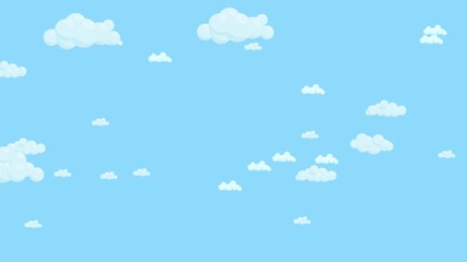 Blue sky full of clouds moving right to left. Cartoon sky animated background. Flat animation. - Powered by Adobe