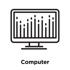 Computer icon vector sign and symbol isolated on white background, Computer logo concept, outline symbol, linear sign