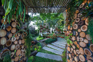 Decorative vertical landscaping in the park.