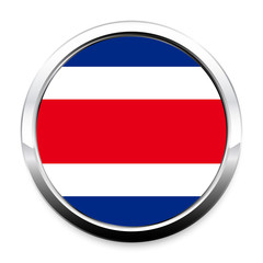 Button Flag of Costa Rica in a round metal chrome frame with a shadow. The symbol of Independence Day, a souvenir, a button for switching the language on the site, an icon.