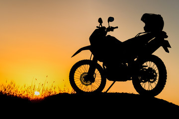 Fototapeta na wymiar cross-country motorbike and stony, traveling in tough roads
