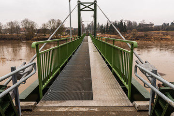 metal pedestrian bridge details in city of Bauska, Latvia